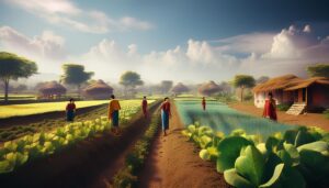 A photorealistic depiction of rural India showcasing activities from an agriculture and rural entrep (2)